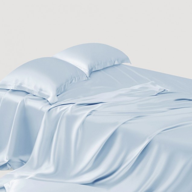 Best Baby Blue 22 Momme Mulberry Silk Flat Sheet Canada
