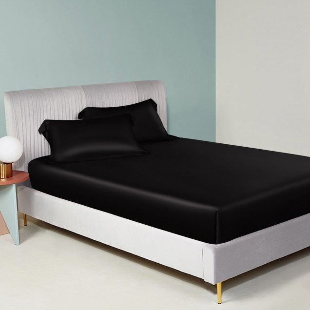 Best Black 22 Momme Mulberry Silk Fitted Sheet Canada