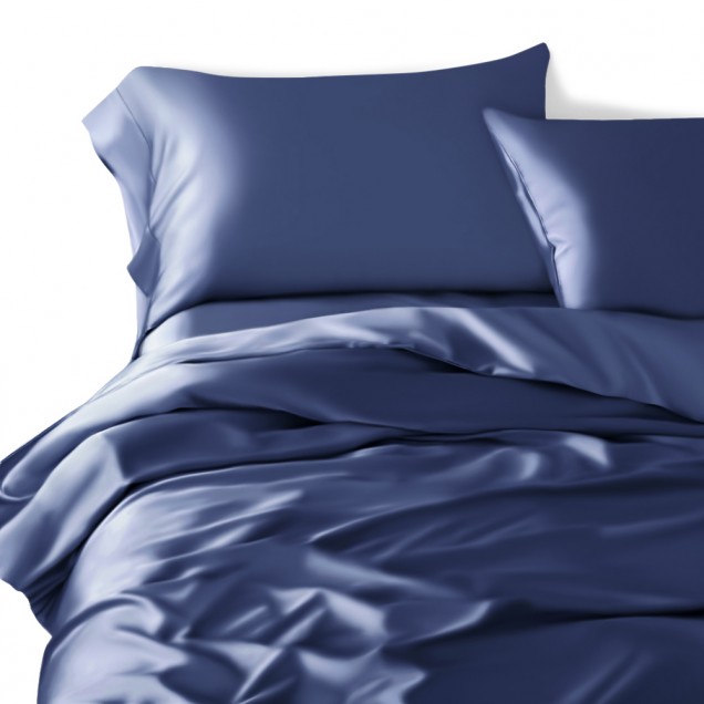 Best Dark Blue 22 Momme Mulberry Silk Duvet Cover Canada