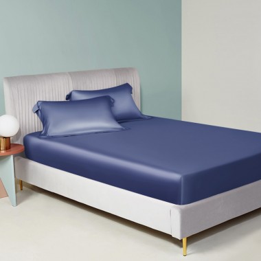 Best Dark Blue 22 Momme Mulberry Silk Fitted Sheet Canada