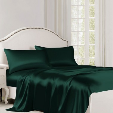 Best Dark Green 22 Momme Mulberry Silk Flat Sheet Canada