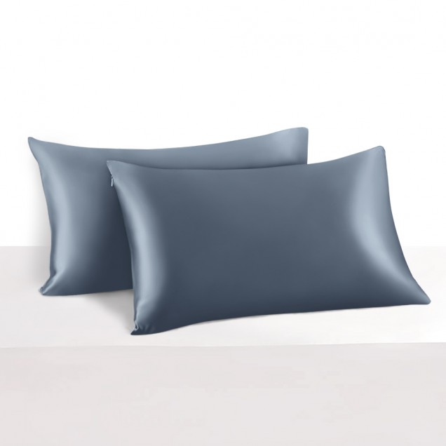 Best Misty Blue 22 Momme Mulberry Silk Pillowcase with Hidden Zipper Canada