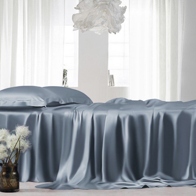 Best Misty Blue 22 Momme Mulberry Silk Sheet Set Canada