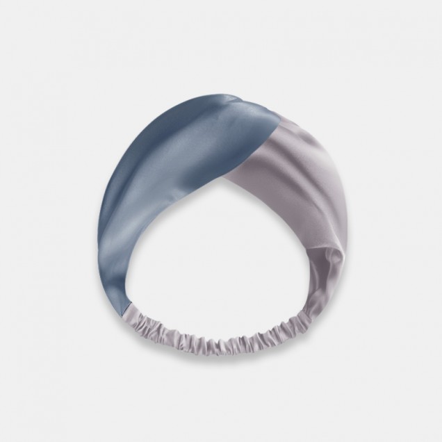 Best Misty Blue & Silver Mulberry Silk Headband Canada