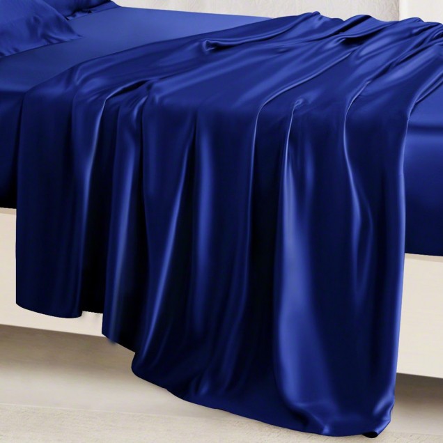 Best Royal Blue 22 Momme Mulberry Silk Flat Sheet Canada
