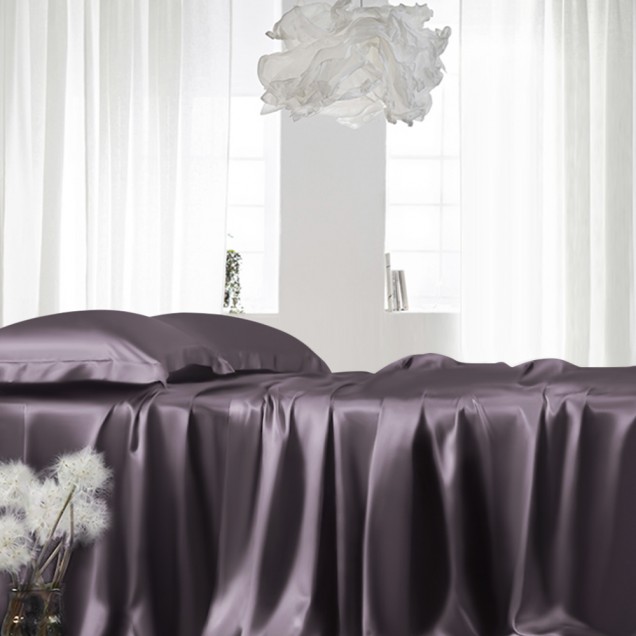 Best Slate Gray 22 Momme Mulberry Silk Fitted Sheet Canada