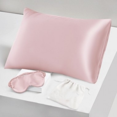 Best Two Piece Silk Gift Set Suede Rose Pillowcase & Eye Mask Canada