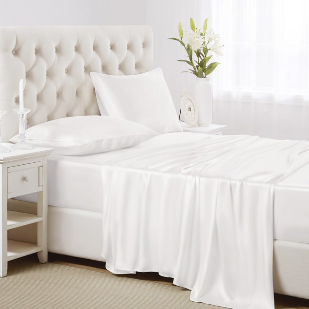 Best White 22 Momme Mulberry Silk Sheet Set Canada